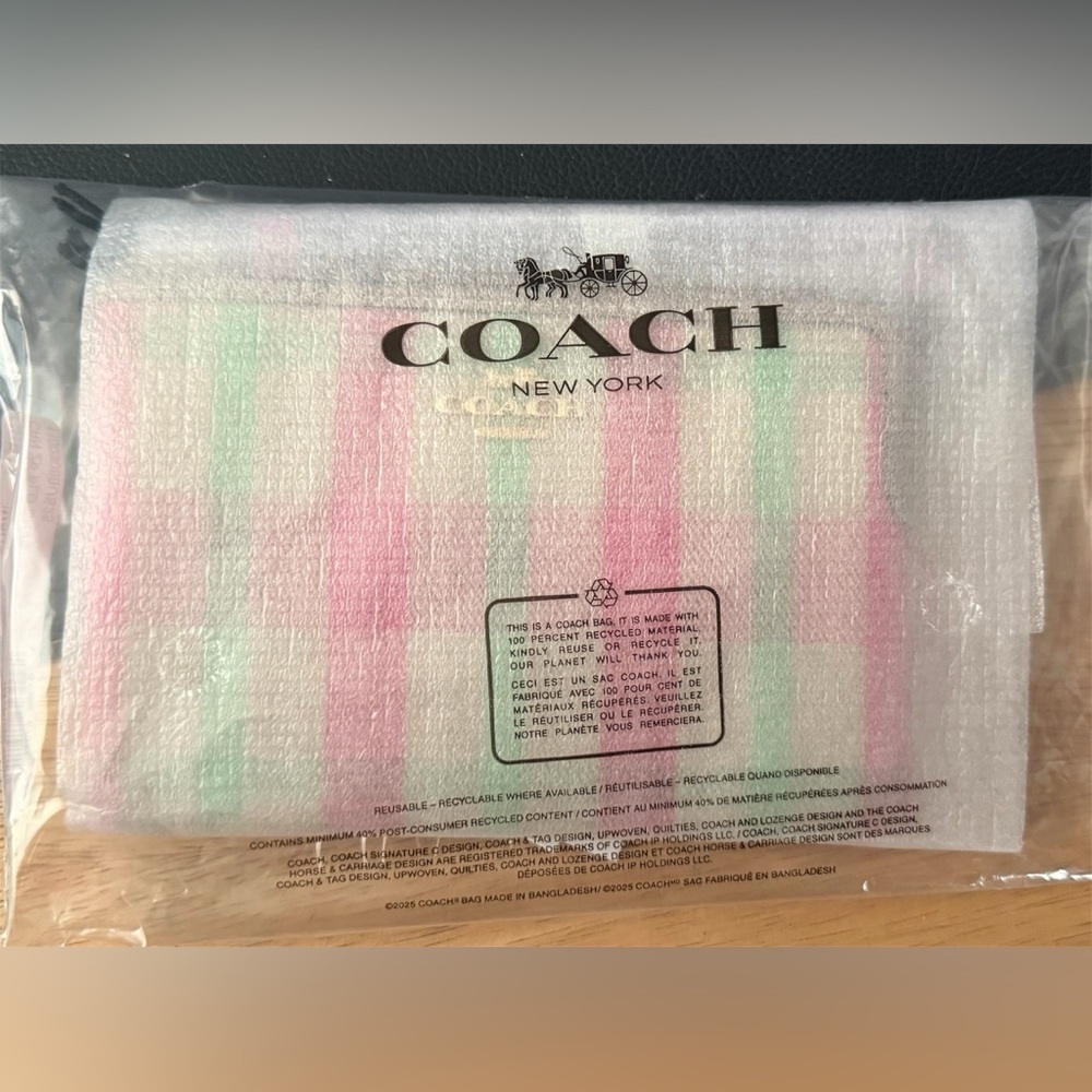 COACH 💕 Corner Zip Wristlet Wallet with Pink & Green Plaid Print - Picture 4 of 7